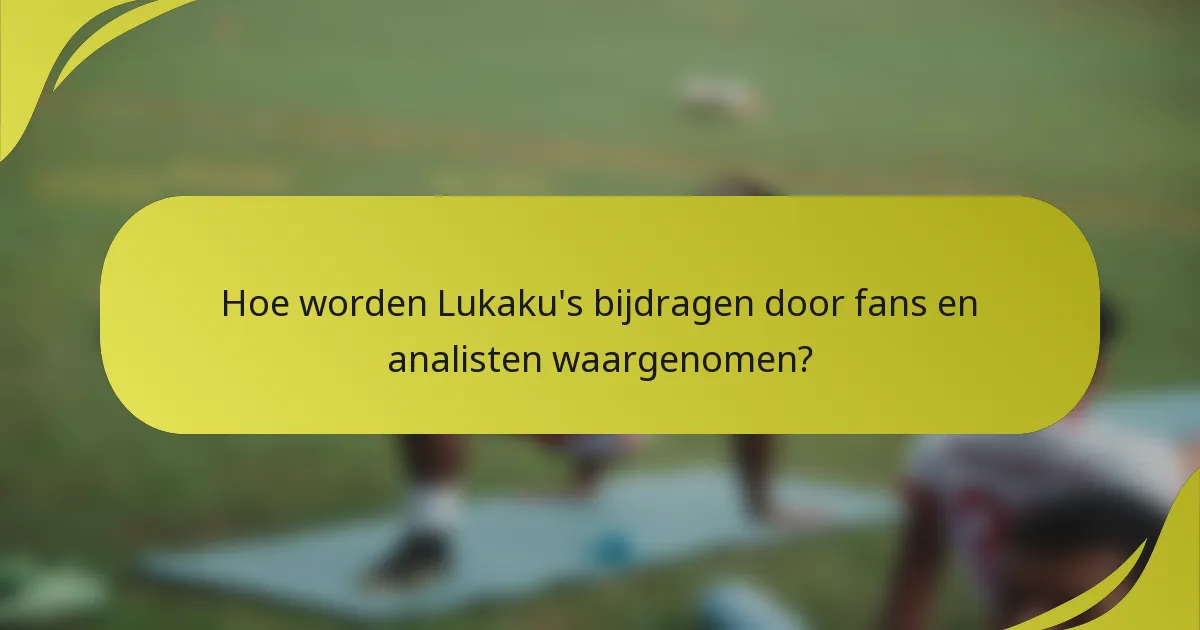 Hoe worden Lukaku's bijdragen door fans en analisten waargenomen?