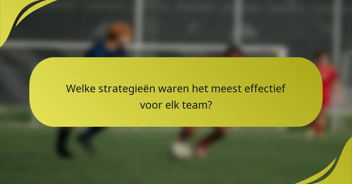 Welke strategieën waren het meest effectief voor elk team?